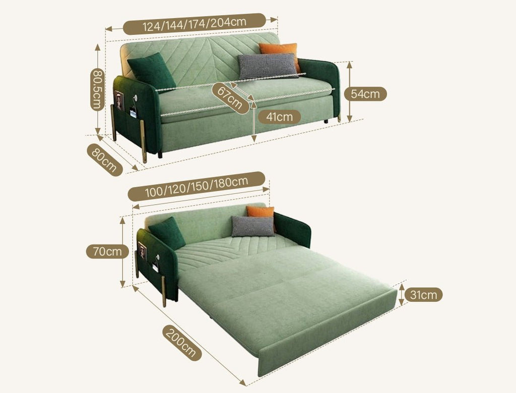 Aditi Two Seater Sofa Bed, Green - Miola