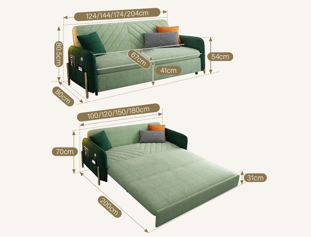 Aditi Two Seater Sofa Bed, Green - Miola