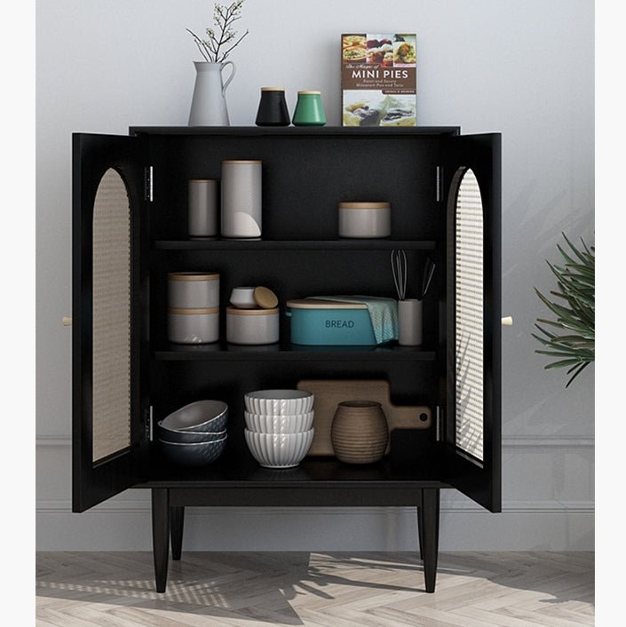 Neema Sideboard, Side Cabinet, Black & Rattan - Miola