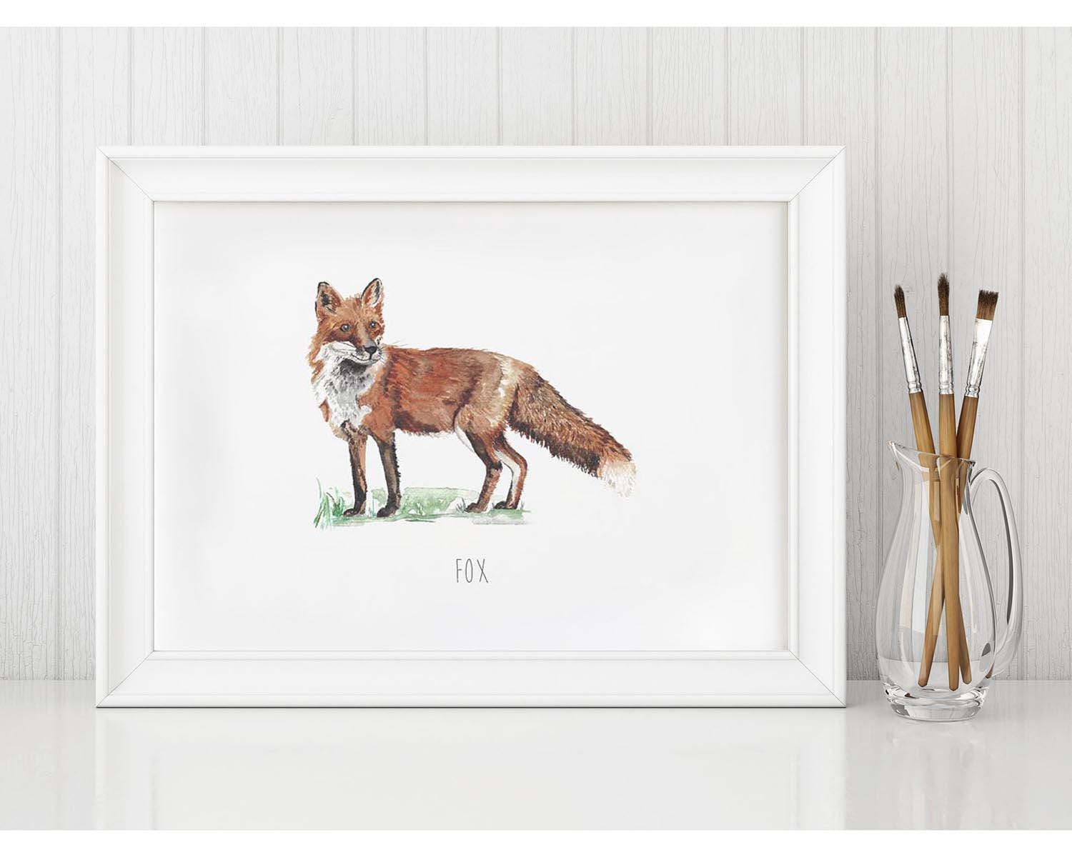 Fox Watercolour Art Print