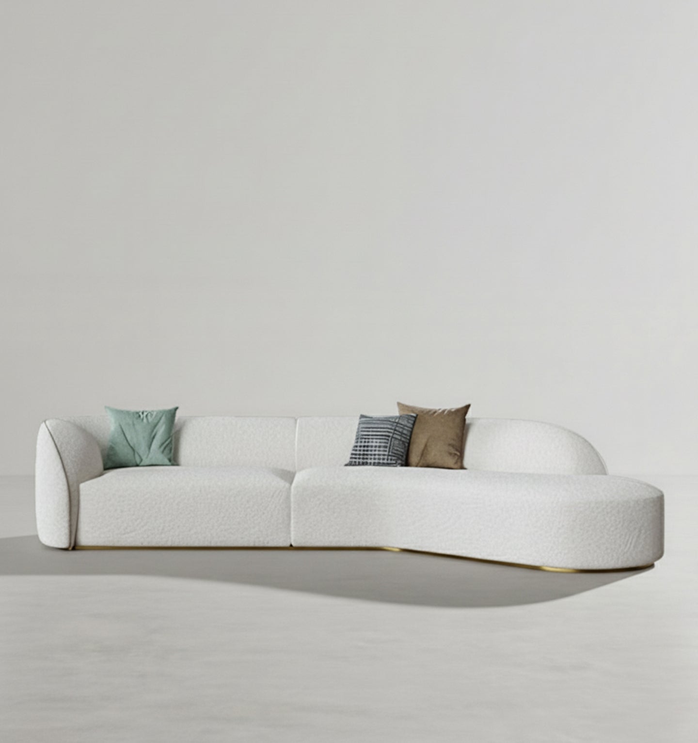 Welby Three Seater Curved Sofa, White - Miola