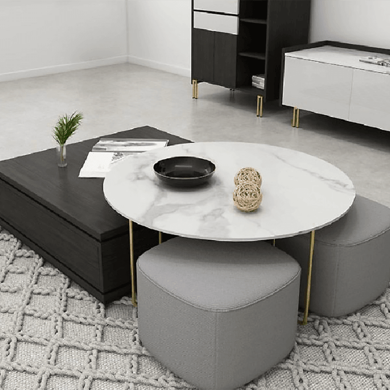 RS2 Nesting Coffee Table Set With Two Stools - Miola