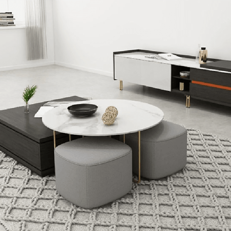 RS2 Nesting Coffee Table Set With Two Stools - Miola