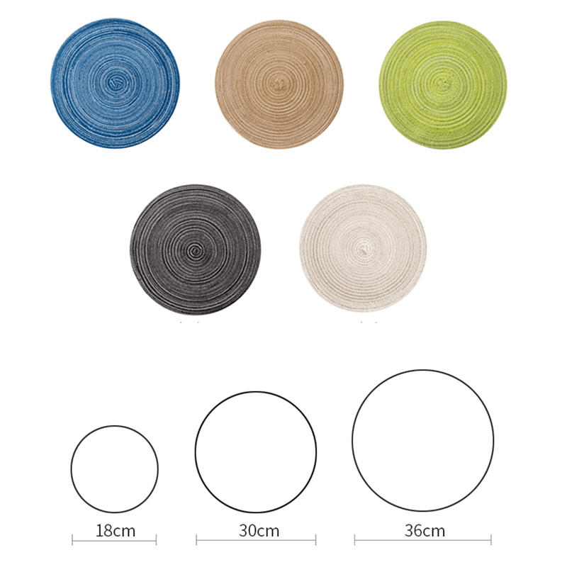 Round Braided Woven Placemats, Set of 4 Pieces - Miola