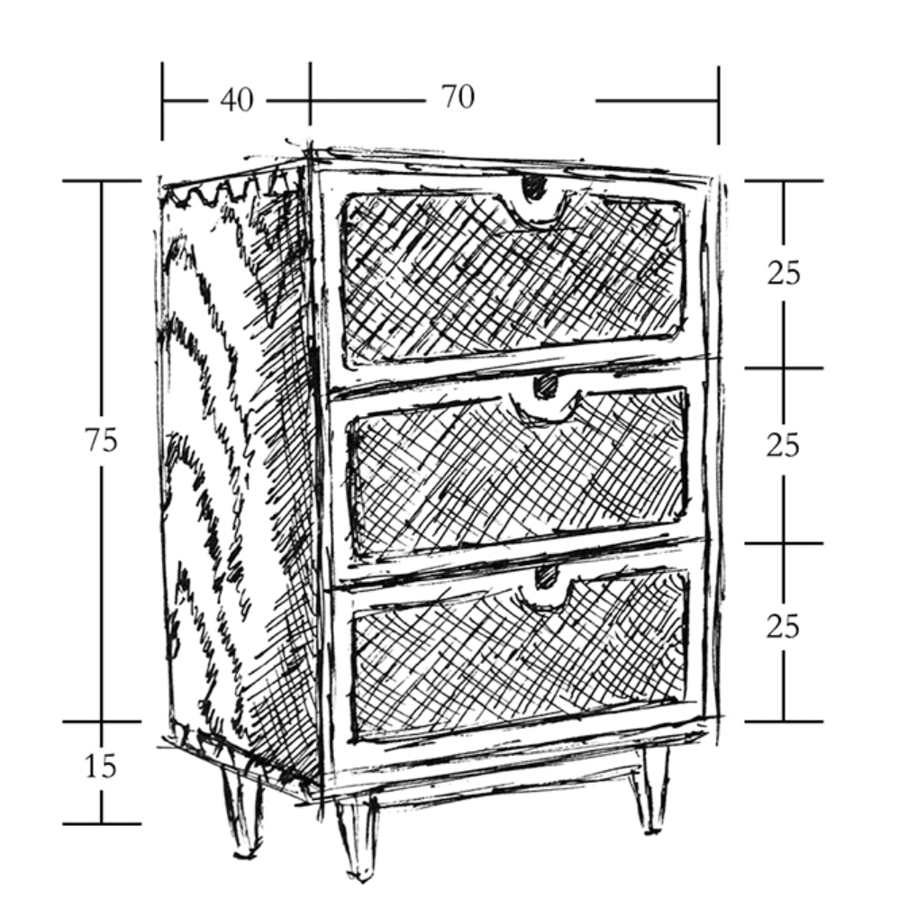 Pavia Chests Of Drawers, Natural Rattan & Oak - Miola