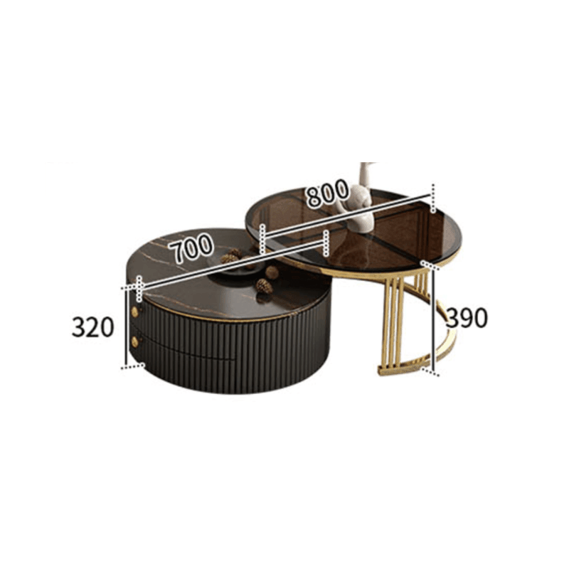 Bell Nesting Coffee Table Set, White & Gold - Miola
