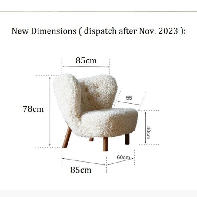 Fitz Lounge Chair, Long Hair, White - Miola