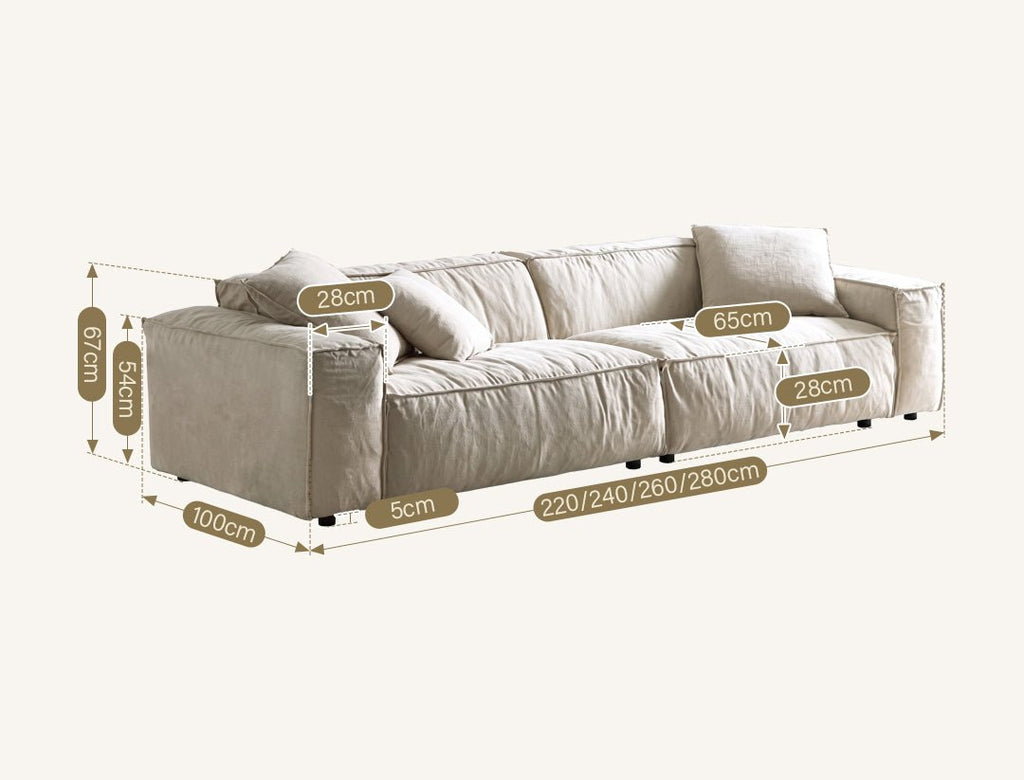 Jerome Three Seater Sofa, Modular Sofa, Cotton Linen - Miola
