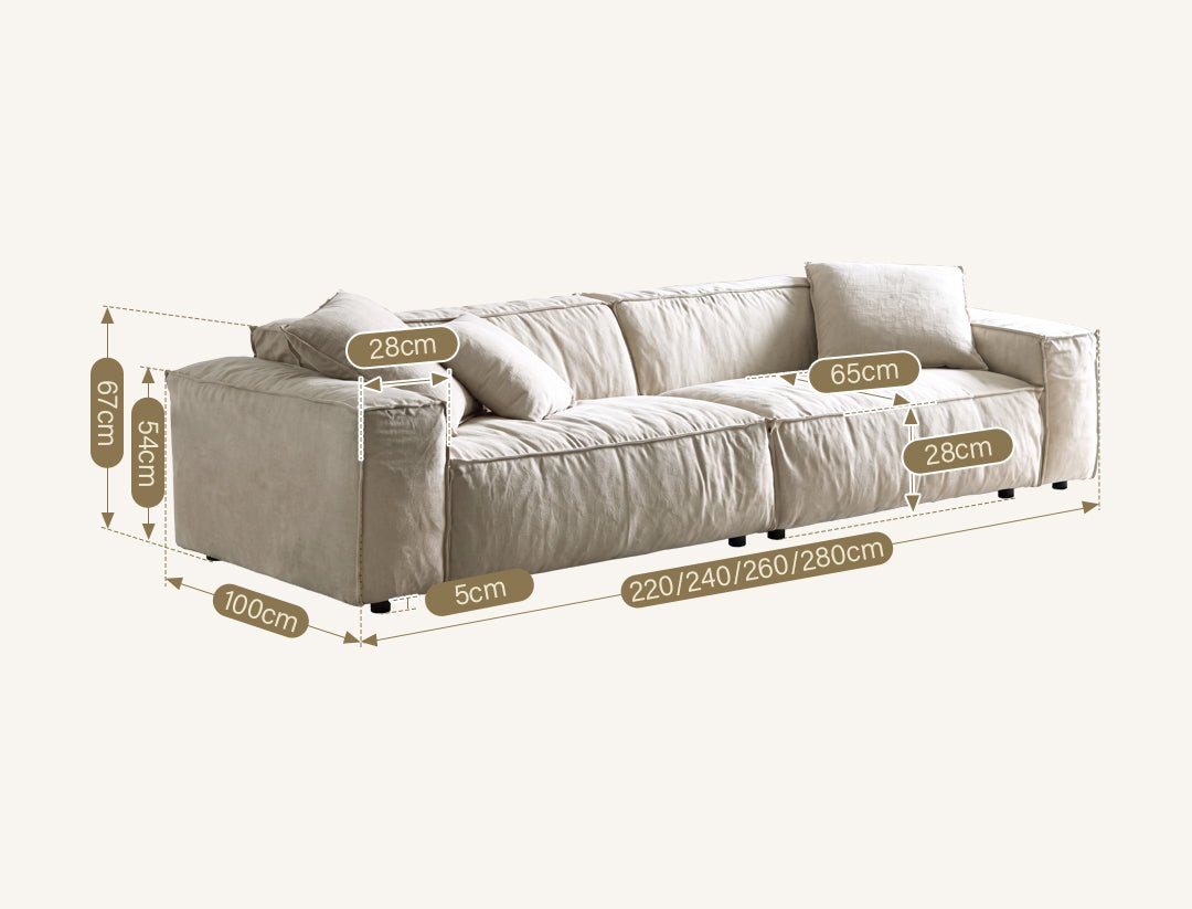 Jerome Three Seater Sofa, Modular Sofa, Cotton Linen - Miola
