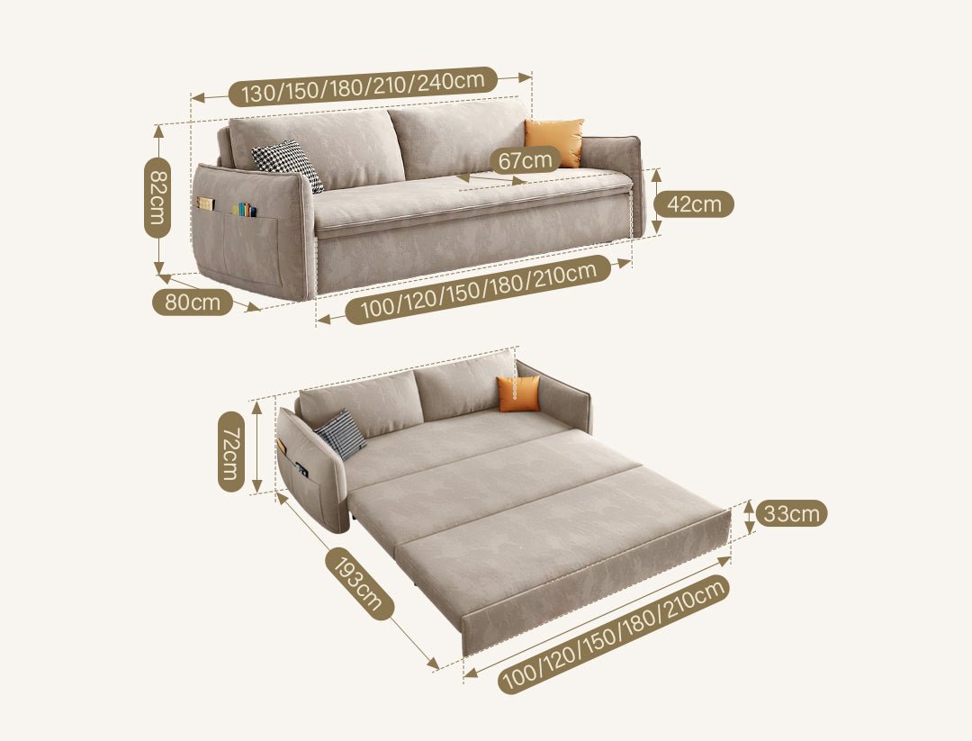 Fernandez Two Seater, Three Seater Sofa Bed With Storage, Suede - Miola