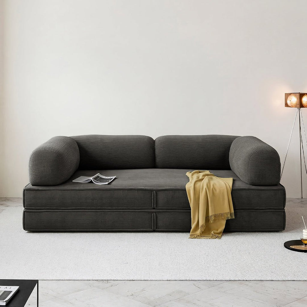 Van Buren Foldable Lazy Sofa Bed, Corduroy - Miola
