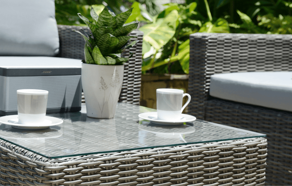Marbella Grey 5 - Seater Garden Sofa Set with Ottoman and Cover Bundle - Miola
