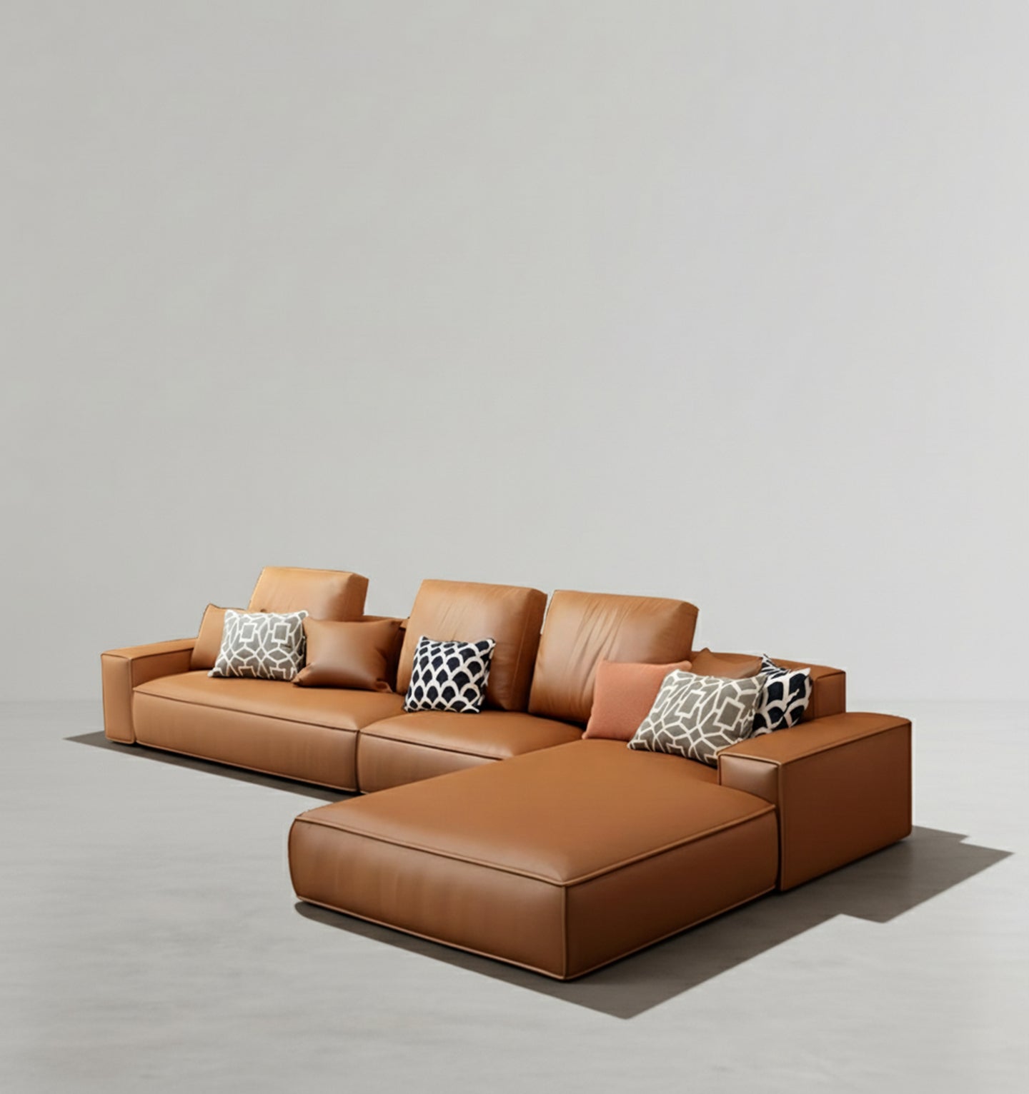 Nevaeh Three Seater Corner Sofa, Leathaire - Miola