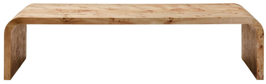 Natural Burl Wood Curved Coffee Table with Smooth Curved Edges, Mota - Miola