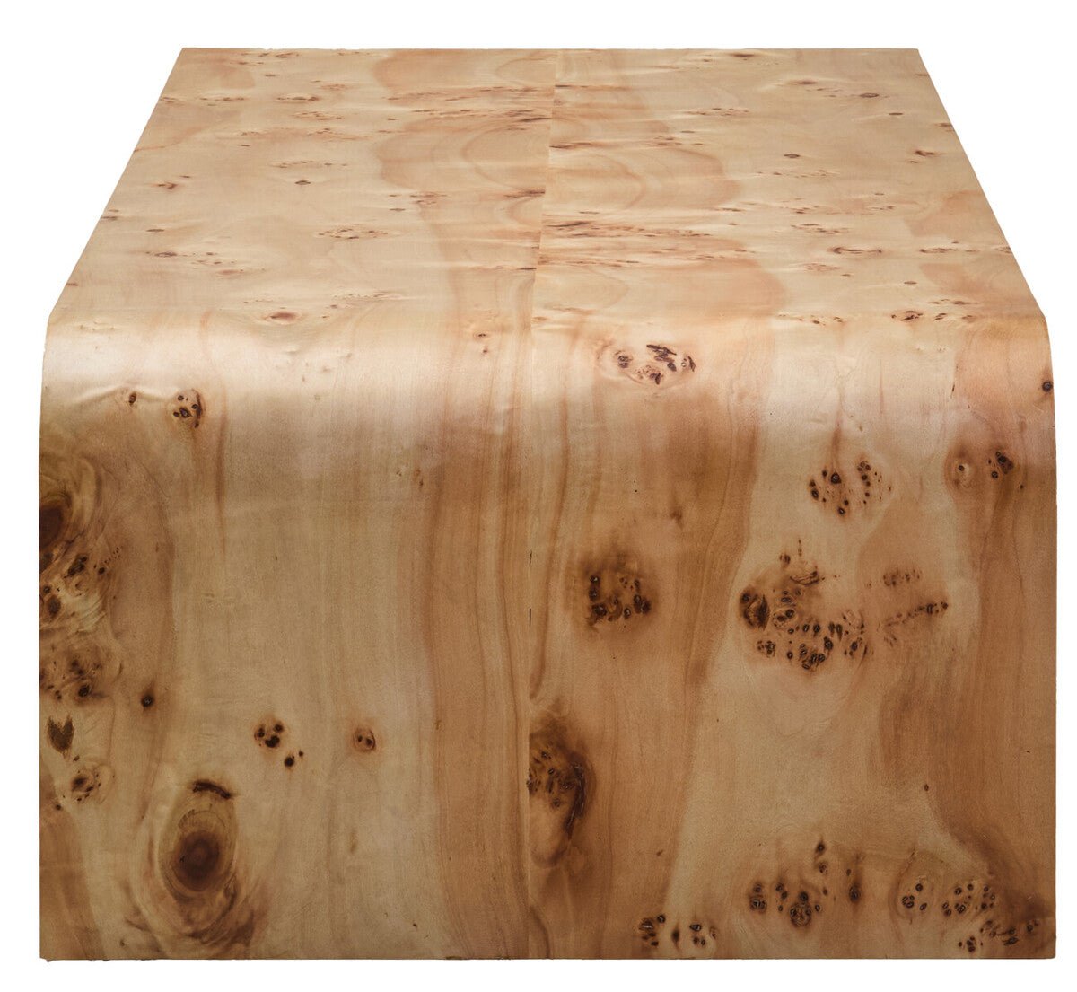 Natural Burl Wood Curved Coffee Table with Smooth Curved Edges, Mota - Miola