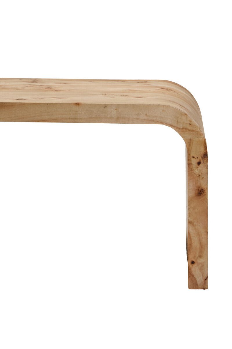 Natural Burl Wood Curved Coffee Table with Smooth Curved Edges, Mota - Miola