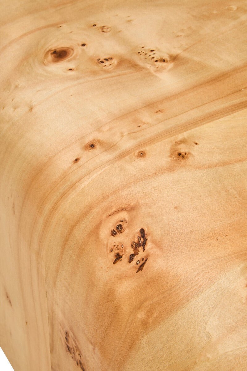 Natural Burl Wood Curved Coffee Table with Smooth Curved Edges, Mota - Miola