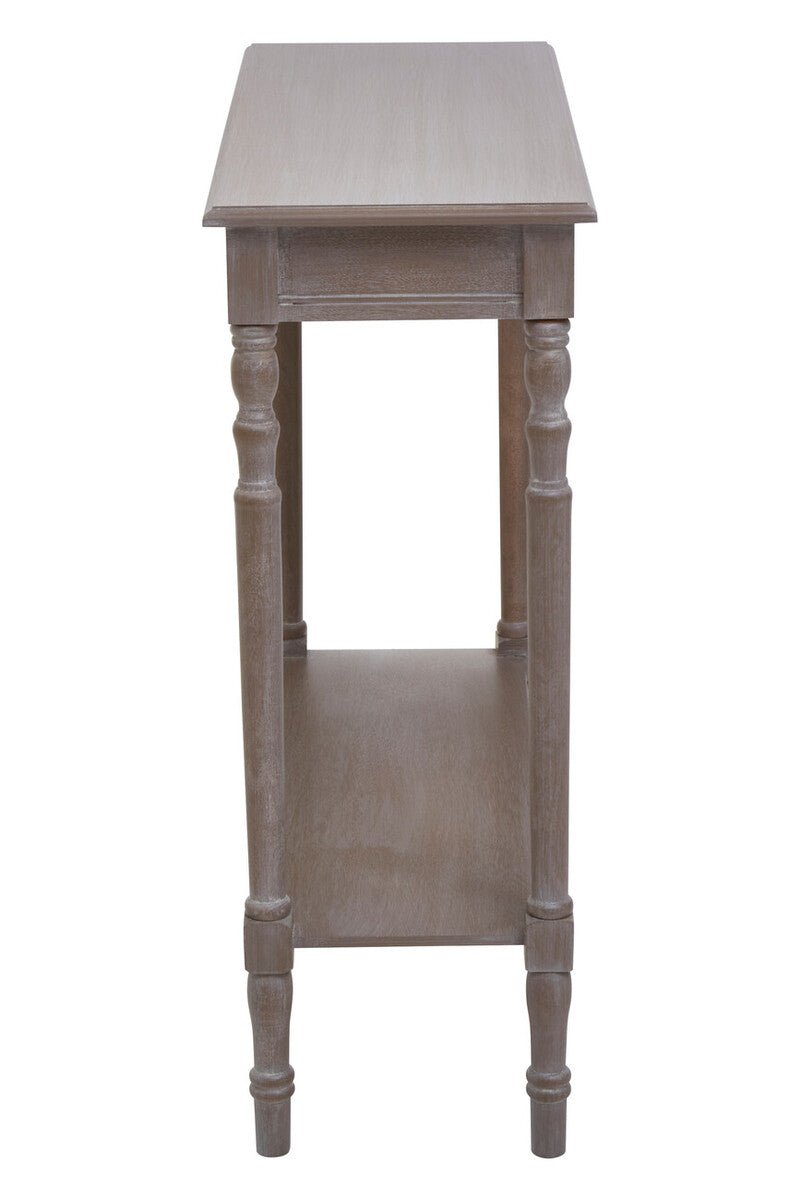 Natural Pine Wood Console Table with Lower Storage Shelf, Heritage - Miola