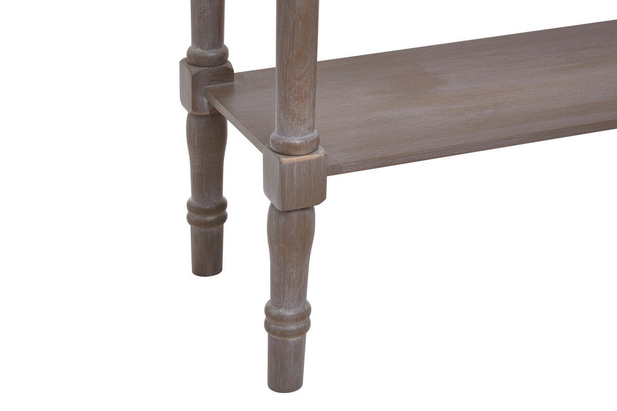 Natural Pine Wood Console Table with Lower Storage Shelf, Heritage - Miola
