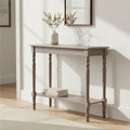 Natural Pine Wood Console Table with Lower Storage Shelf, Heritage - Miola