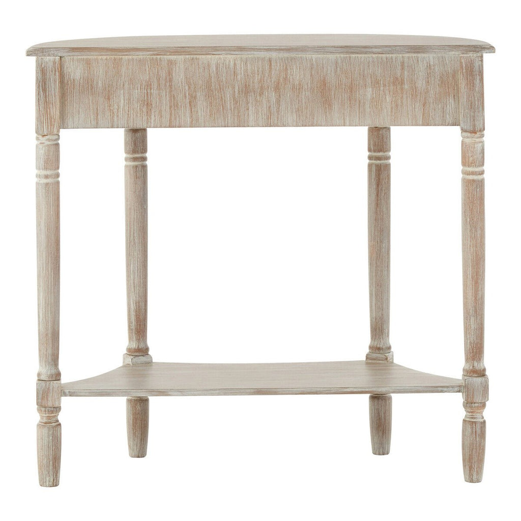 Grey Half Moon Pine Wood Console Table with 1 Drawer and 1 Lower Open Storage Shelf, Heritage - Miola