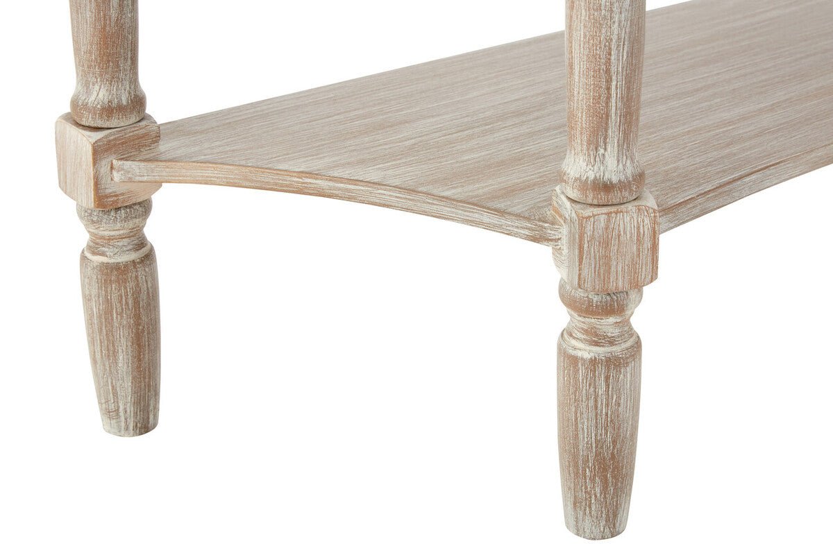 Grey Half Moon Pine Wood Console Table with 1 Drawer and 1 Lower Open Storage Shelf, Heritage - Miola