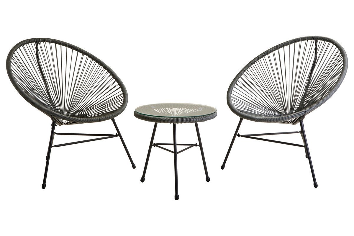 Miami Grey 3 Piece Rattan Patio Set - Miola