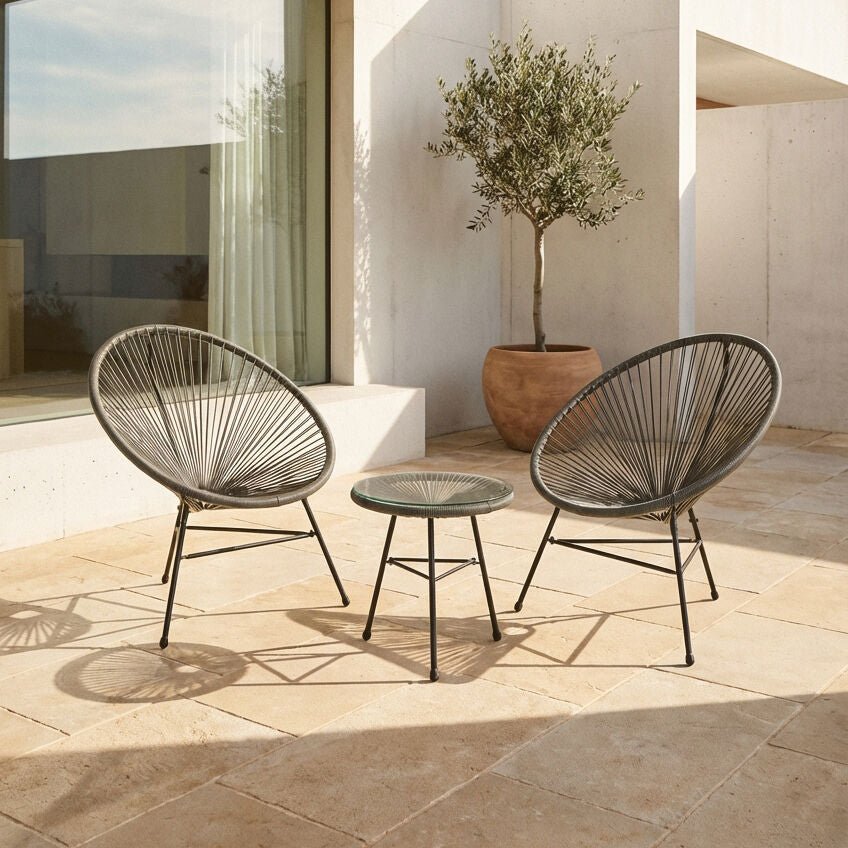 Miami Grey 3 Piece Rattan Patio Set - Miola