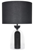 Sellis Clear Glass and Black Metal Table Lamp - Miola