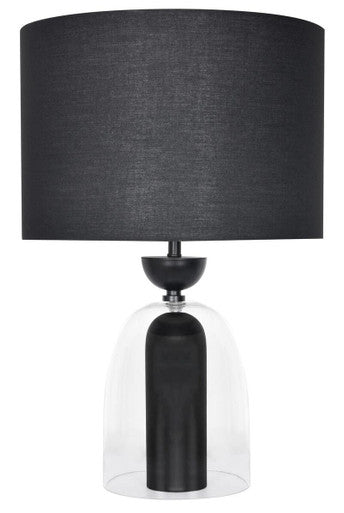 Sellis Clear Glass and Black Metal Table Lamp - Miola
