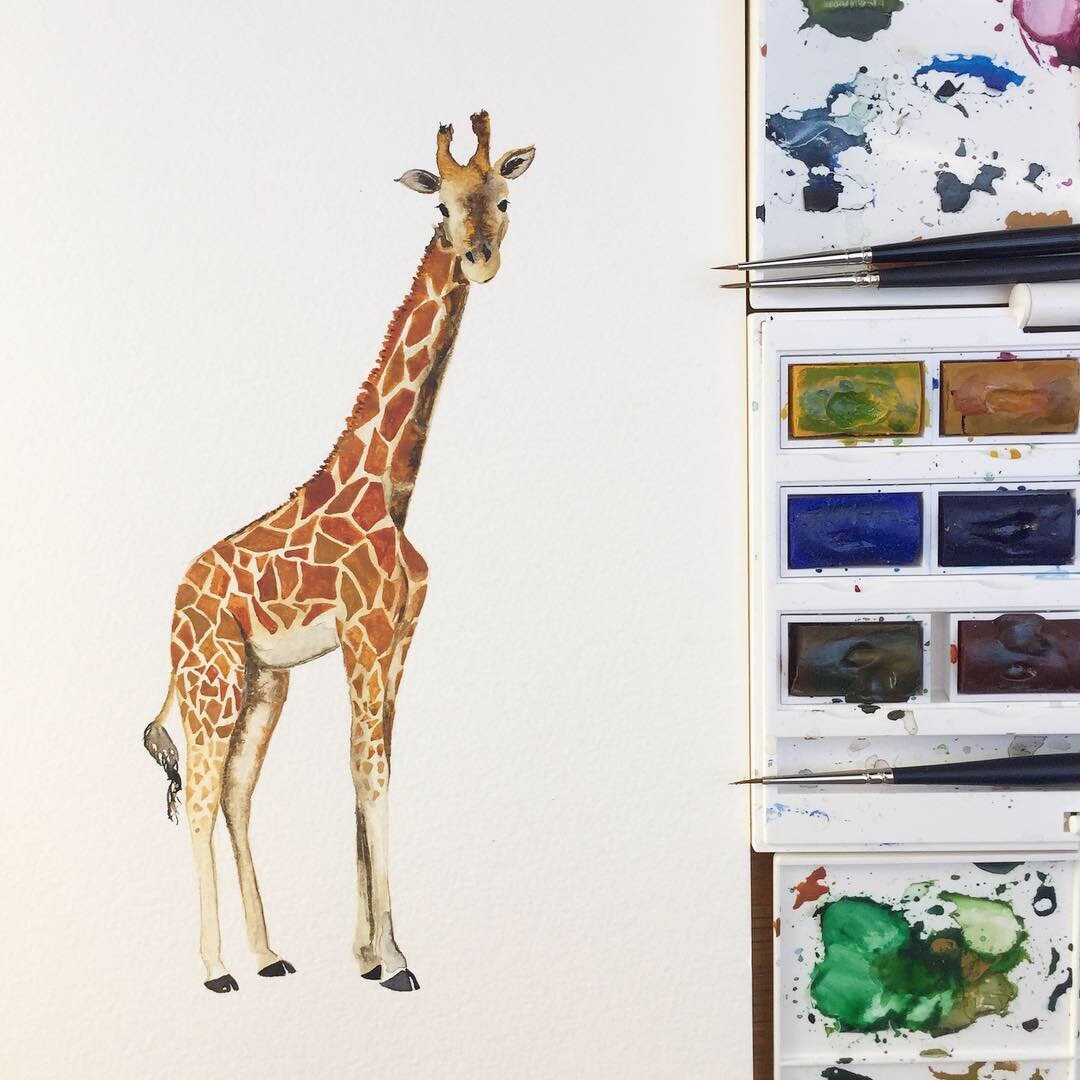 Personalised Watercolour Giraffe Print