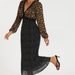 Load image into Gallery viewer, Black Dot &amp; Brown Leopard Print Long Sleeve Maxi Dress
