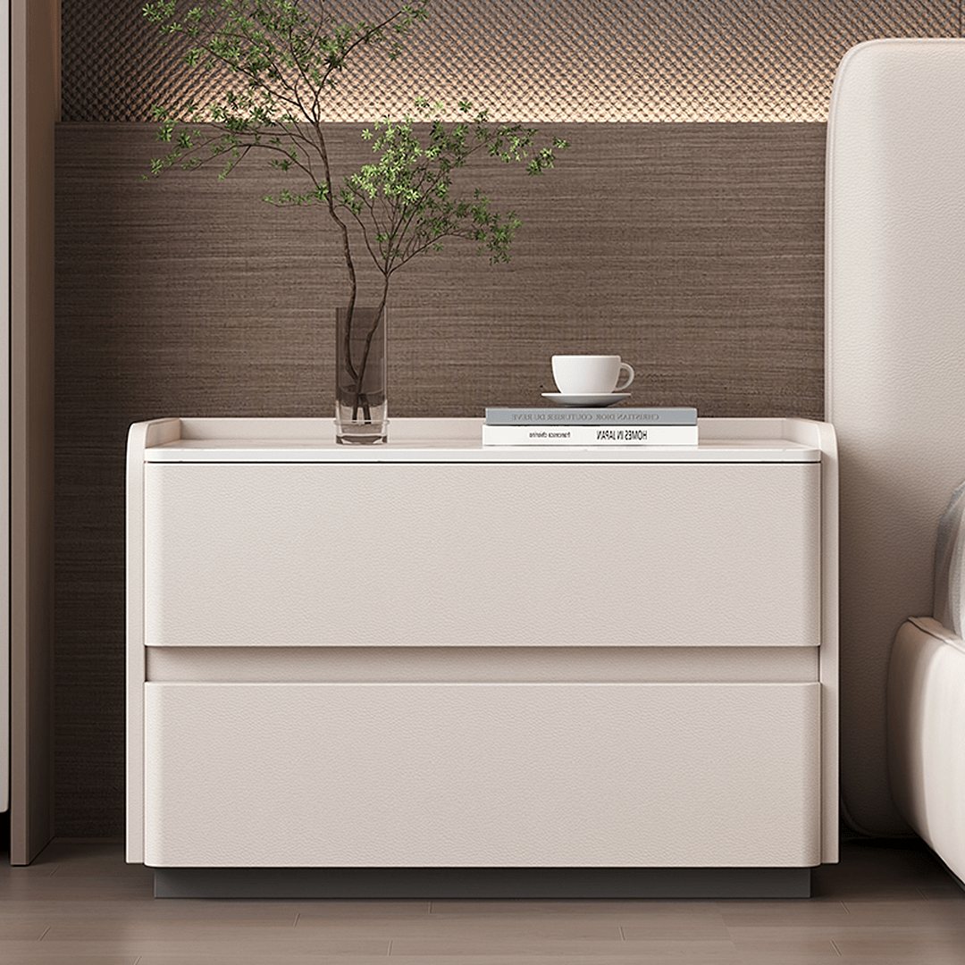 Agustina Modern Bedside Table, Wooden Bedside Table, Cream - Miola
