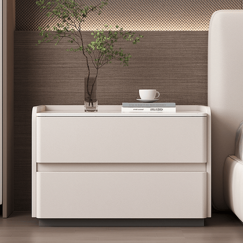 Agustina Modern Bedside Table, Wooden Bedside Table, Cream - Miola