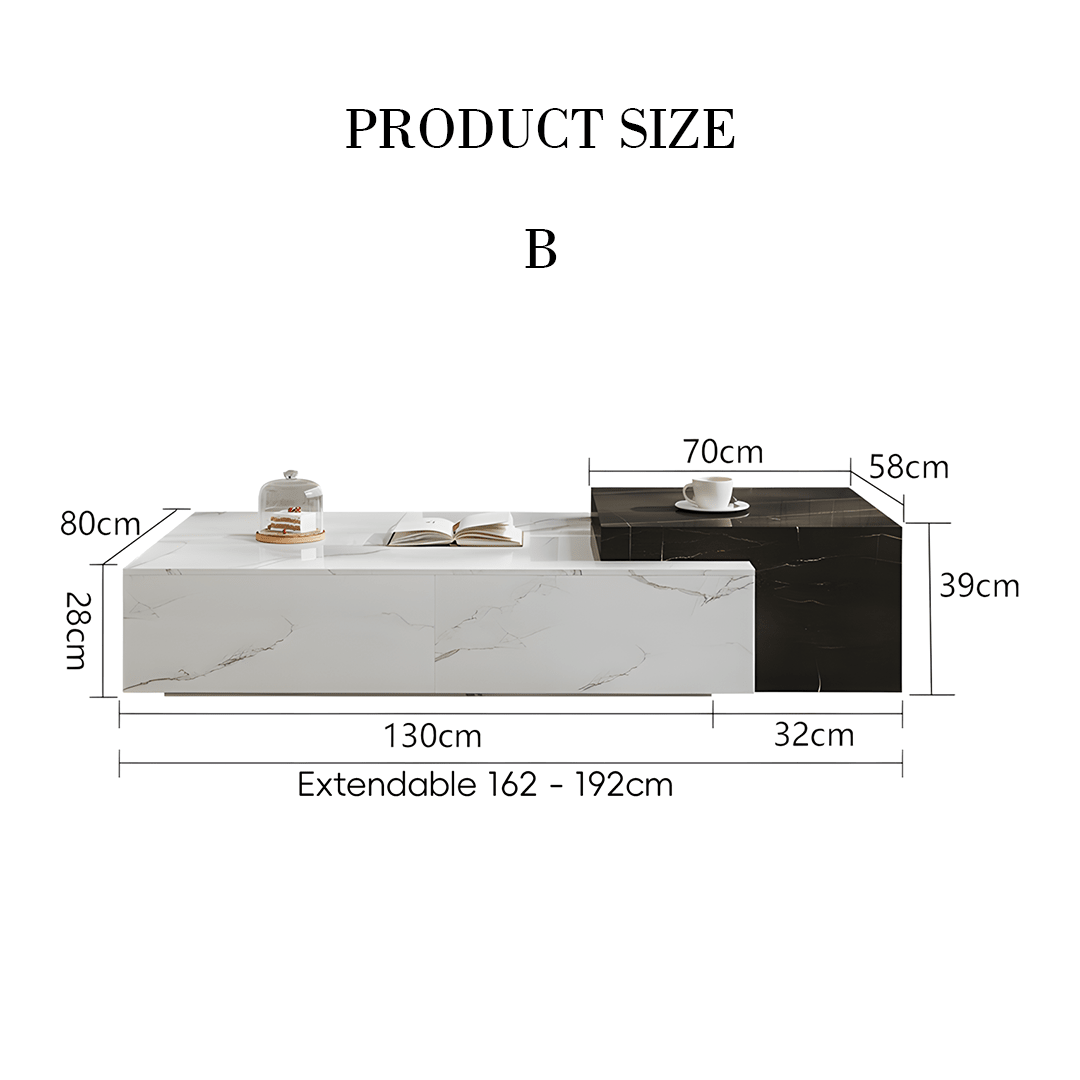 Erato Rectangle Nesting Coffee Table Set, Extendable - Miola