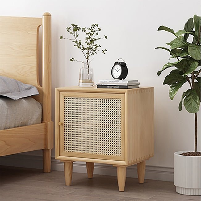 Tableau Rattan Bedside Table, Solid Wood - Miola