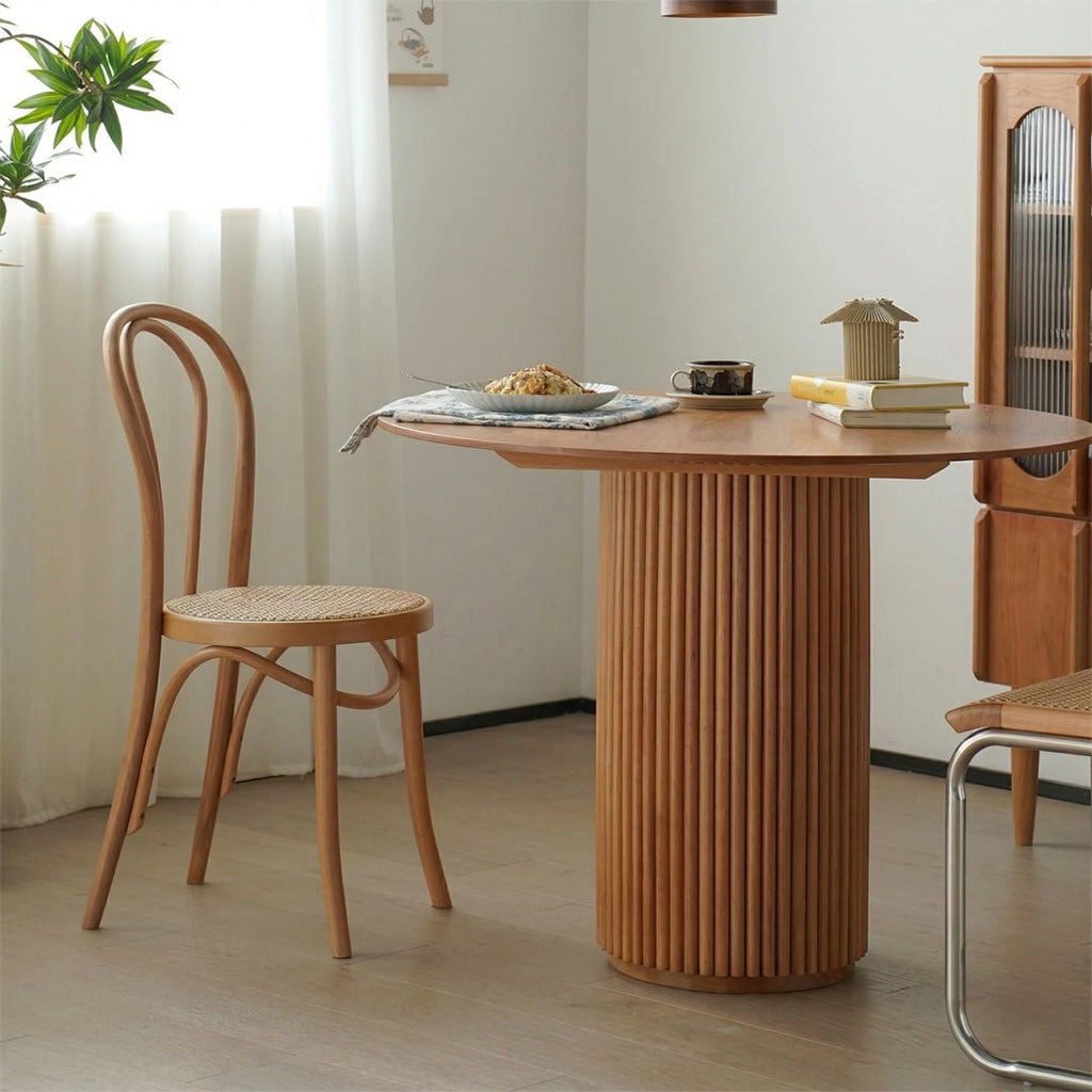 Cane Round Dining Table, Oak - Miola