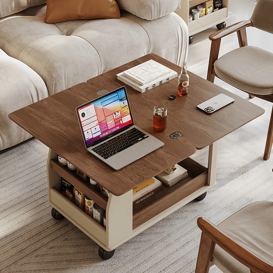 Ruiz Small Coffee table, Lift Up Coffee Table With Storage & Casters - Miola
