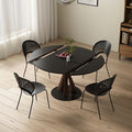 Caruso Round Folding Dining Table, Sintered Stone, Black - Miola