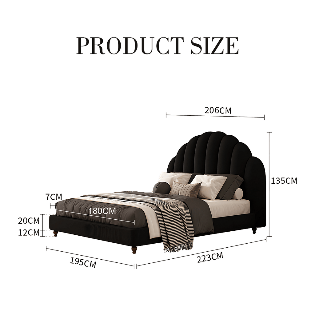 Cassian Small Double Bed, King Size Bed, Flannelette - Miola