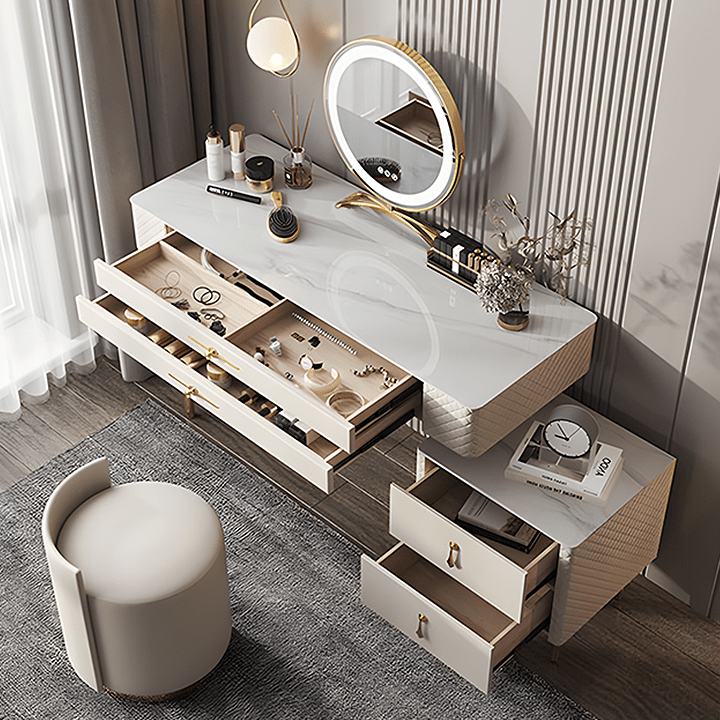 Prestigio Dressing Table With LED Mirror, Cream - Miola