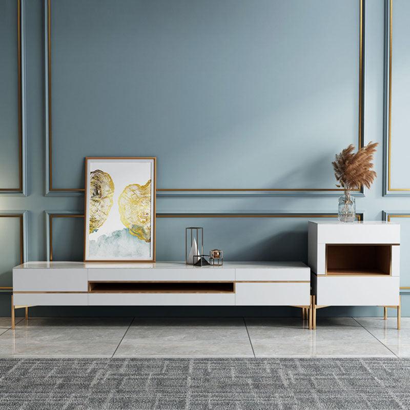 VIda Rectangle Coffee Table Set With TV Stand, Gold Leg - Miola