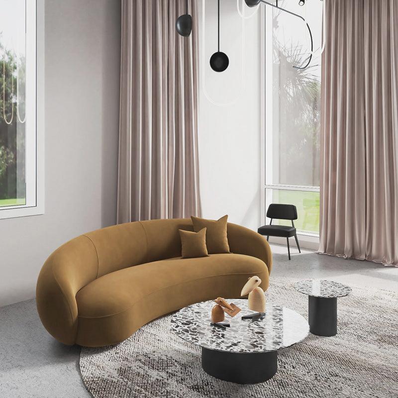 Romelia Three Seater Curved Sofa, Velvet - Miola