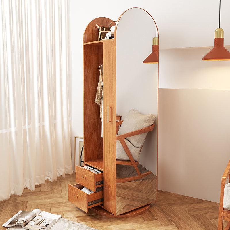 Rotatable Coat Rack, Wardrobe, Storage Rattan Oak - Miola