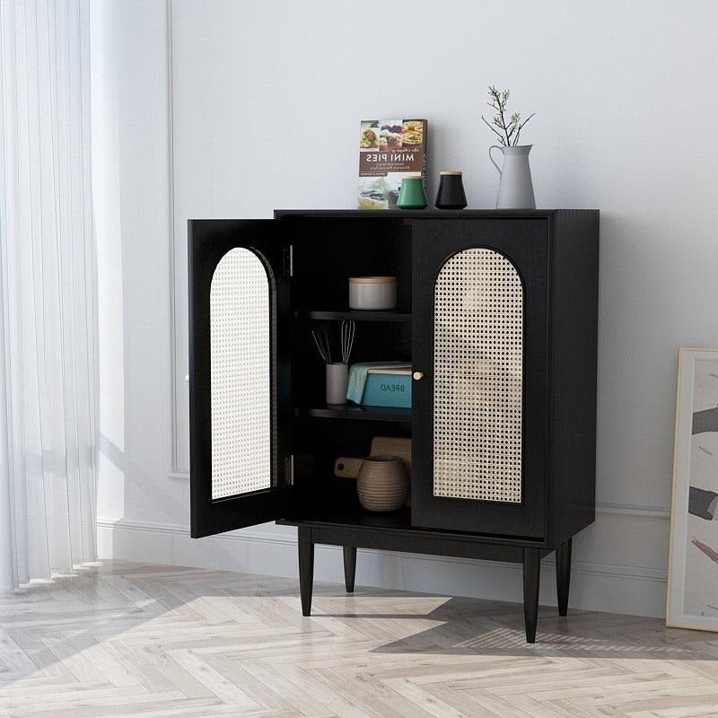 Neema Sideboard, Side Cabinet, Black & Rattan - Miola