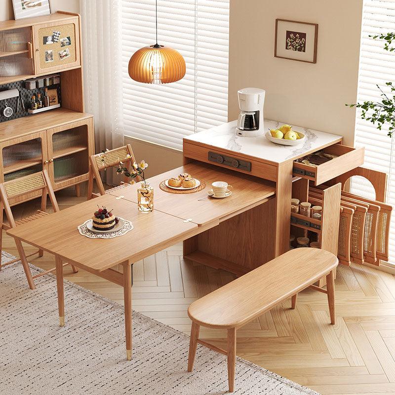 Kacey Extendable Dining Table Set, Storage, Solid Wood - Miola