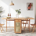 Nydia Foldable Dining Table Set With Storage, Rattan, Solid Wood - Miola