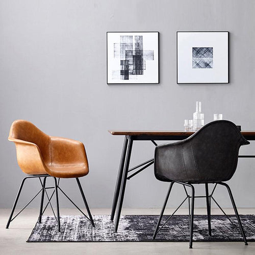 A Set of 2 Bobby Dining Chairs, Distressed Leather