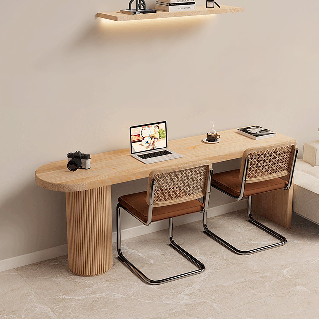 Haruki Narrow Office Desk, Solid Wood, Light Oak - Miola
