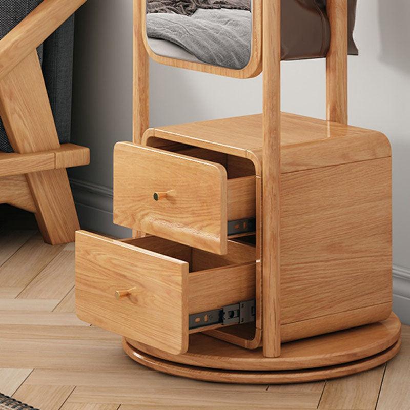 Rotatable Coat Rack, Wardrobe, Storage Rattan Oak - Miola